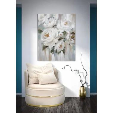 OBRAZ NA PŁÓTNIE CREM FLOWER 80x3,7x100 cm